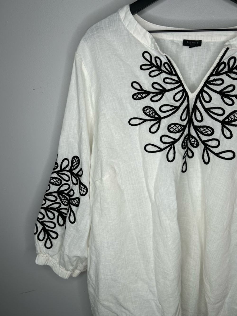 Talbots Black and White Embroidered Linen Cotton Tunic Size 3X - Picture 6 of 10